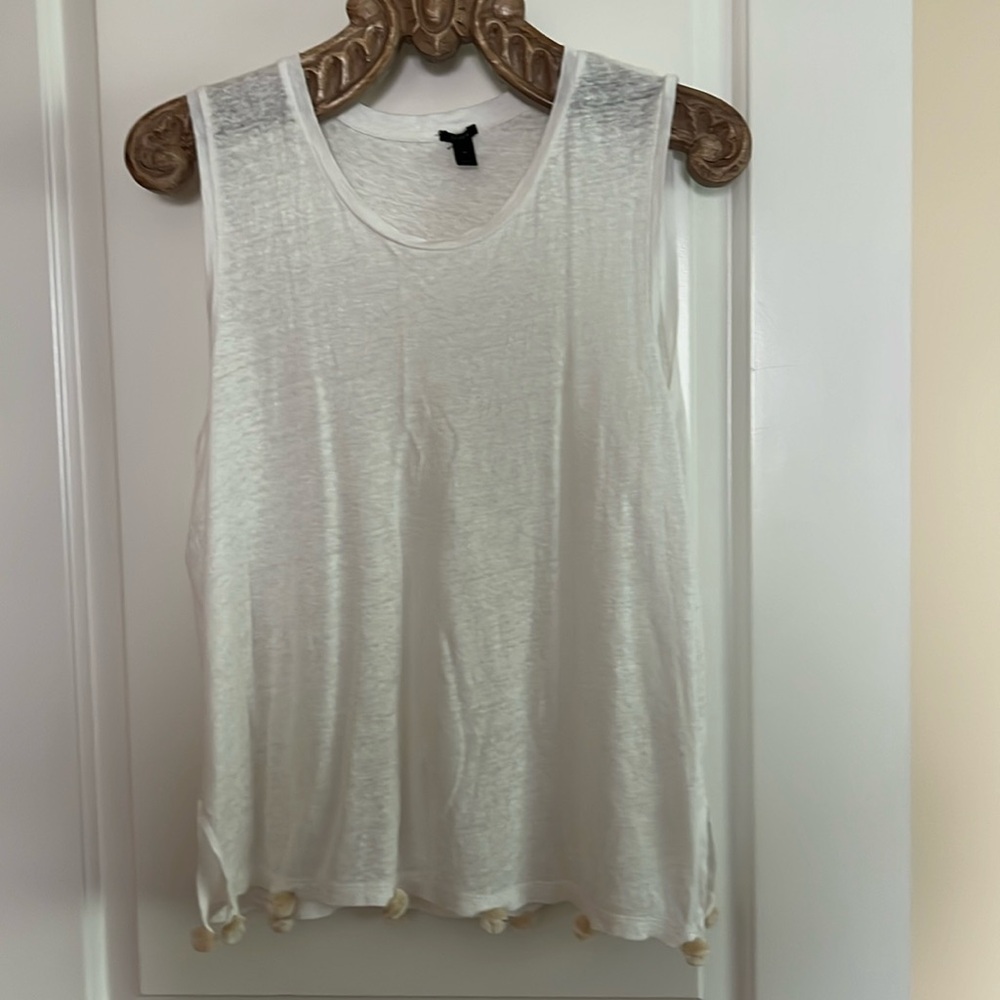 J Crew white linen knit top